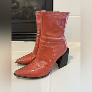 Jeffrey Campbell Glossy Coral Heeled Boots